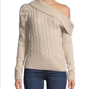 Marled Diagonal off-the-shoulder knit sweater